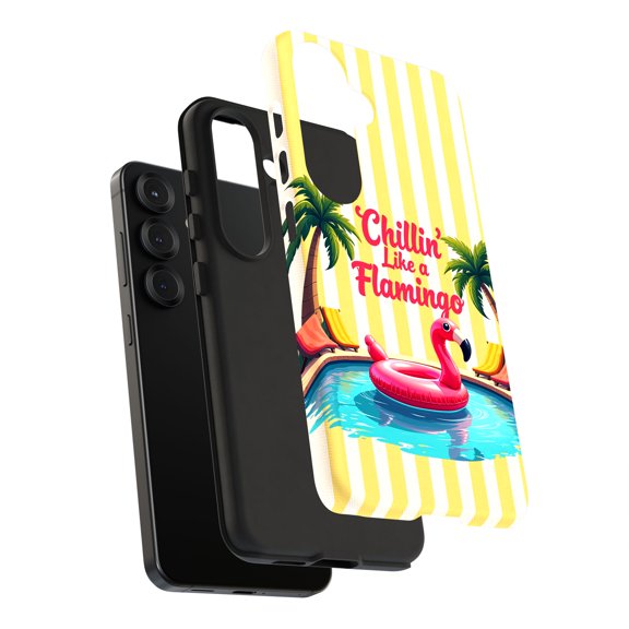 For Samsung Galaxy S24, Dual-Layer, Chillin Flamingo Print, USA