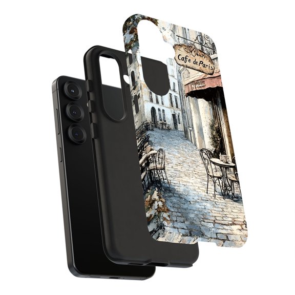 For Samsung Galaxy S24, Dual-Layer, Parisian Café 2 Print, USA