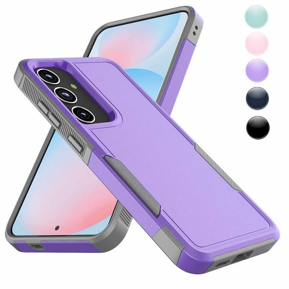 For Samsung Galaxy S24 FE Case, Njjex Shockproof Heavy Duty Rugged Dual Layer Cover with Military Grade Protection, Non-Slip Textured Bumper - Purple