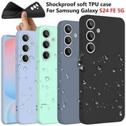 For Samsung Galaxy S24 FE Case Silicone Cover, Tekcoo Shockproof Rugged Soft Gel Rubber Ultra Slim Protective Cover Anti-Scratch Microfiber Lining Cute Phone Case for Galaxy S24 FE - Gray