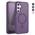 thumbnail image 1 of For Samsung Galaxy S24 FE Case with Tempered Glass Screen Protector, Magnetic Phone Case for Samsung Galaxy S24 FE Compatible with MagSafe Tekcoo Translucent Back Shockproof Rugged Cover - Purple, 1 of 10
