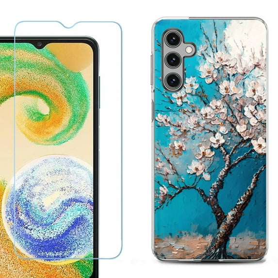 For Samsung Galaxy S24 FE Fan Edition Phone Case Cover with Tempered Glass Screen Protector, by OneToughShield - Almond Tree