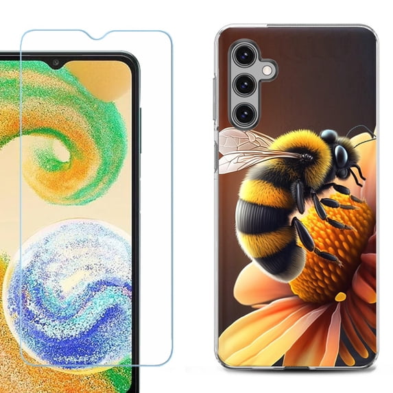 For Samsung Galaxy S24 FE Fan Edition Phone Case Cover with Tempered Glass Screen Protector, by OneToughShield - Bee