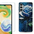 thumbnail image 1 of For Samsung Galaxy S24 FE Fan Edition Phone Case Cover with Tempered Glass Screen Protector, by OneToughShield - Blue Rose, 1 of 4