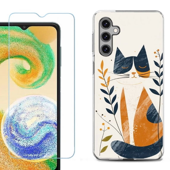 For Samsung Galaxy S24 FE Fan Edition Phone Case Cover with Tempered Glass Screen Protector, by OneToughShield - Calm Cat