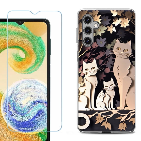 For Samsung Galaxy S24 FE Fan Edition Phone Case Cover with Tempered Glass Screen Protector, by OneToughShield - Cat Craft