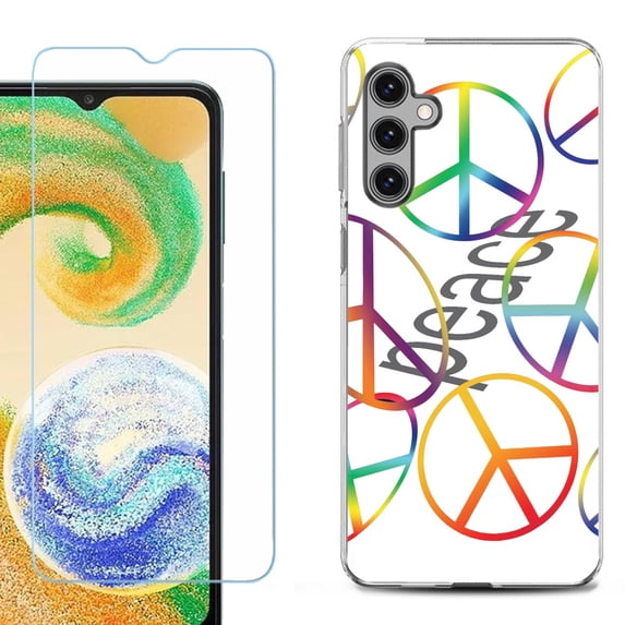 For Samsung Galaxy S24 FE Fan Edition Phone Case Cover with Tempered Glass Screen Protector, by OneToughShield - Colorful Peace