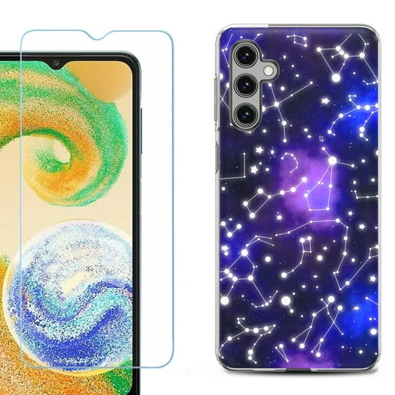 For Samsung Galaxy S24 FE Fan Edition Phone Case Cover with Tempered Glass Screen Protector, by OneToughShield - Constellations