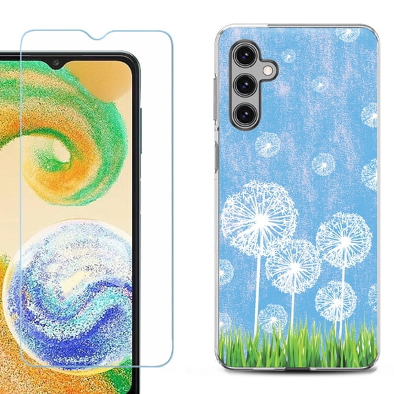 For Samsung Galaxy S24 FE Fan Edition Phone Case Cover with Tempered Glass Screen Protector, by OneToughShield - Dandelion Sky