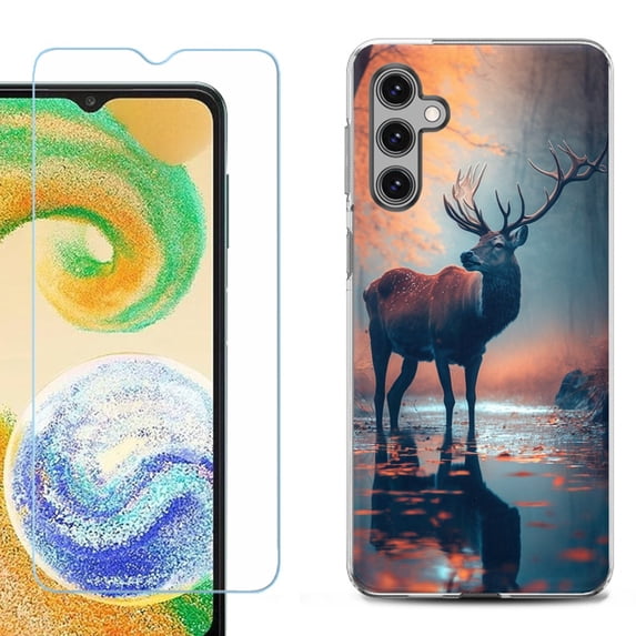 For Samsung Galaxy S24 FE Fan Edition Phone Case Cover with Tempered Glass Screen Protector, by OneToughShield - Deer Autumn