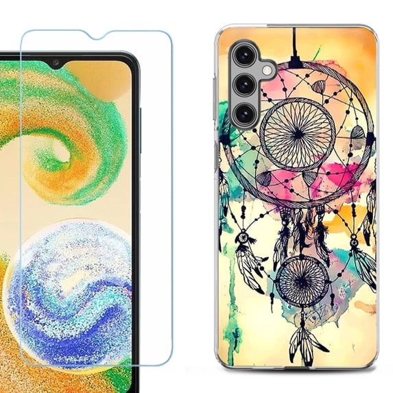For Samsung Galaxy S24 FE Fan Edition Phone Case Cover with Tempered Glass Screen Protector, by OneToughShield - Dream Catcher Color