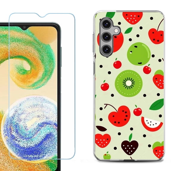 For Samsung Galaxy S24 FE Fan Edition Phone Case Cover with Tempered Glass Screen Protector, by OneToughShield - Fruit Mix