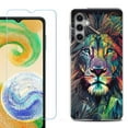 thumbnail image 1 of For Samsung Galaxy S24 FE Fan Edition Phone Case Cover with Tempered Glass Screen Protector, by OneToughShield - Geometric Lion, 1 of 4