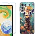 thumbnail image 1 of For Samsung Galaxy S24 FE Fan Edition Phone Case Cover with Tempered Glass Screen Protector, by OneToughShield - Giraffe Flower, 1 of 4