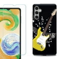 thumbnail image 1 of For Samsung Galaxy S24 FE Fan Edition Phone Case Cover with Tempered Glass Screen Protector, by OneToughShield - Guitar Yellow, 1 of 4
