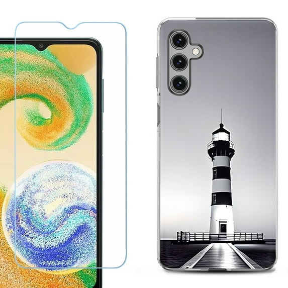 For Samsung Galaxy S24 FE Fan Edition Phone Case Cover with Tempered Glass Screen Protector, by OneToughShield - Lighthouse