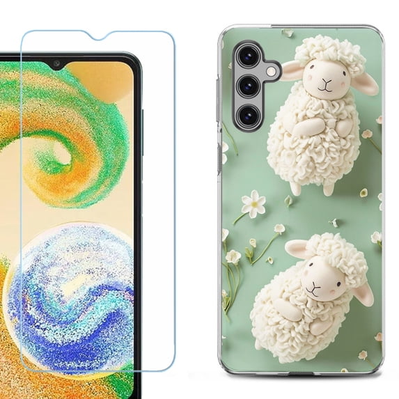 For Samsung Galaxy S24 FE Fan Edition Phone Case Cover with Tempered Glass Screen Protector, by OneToughShield - Little Sheep