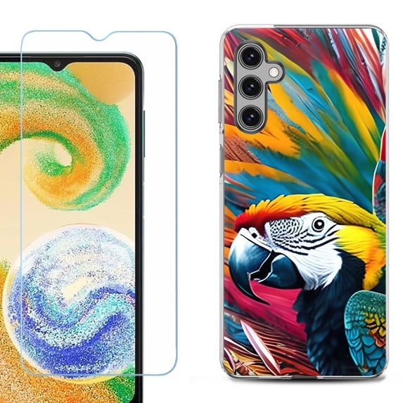 For Samsung Galaxy S24 FE Fan Edition Phone Case Cover with Tempered Glass Screen Protector, by OneToughShield - Macaw