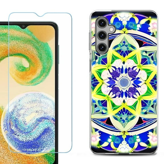 For Samsung Galaxy S24 FE Fan Edition Phone Case Cover with Tempered Glass Screen Protector, by OneToughShield - Mandalas Color