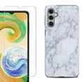 thumbnail image 1 of For Samsung Galaxy S24 FE Fan Edition Phone Case Cover with Tempered Glass Screen Protector, by OneToughShield - Marble / Clouds, 1 of 4