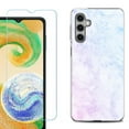 thumbnail image 1 of For Samsung Galaxy S24 FE Fan Edition Phone Case Cover with Tempered Glass Screen Protector, by OneToughShield - Marble Pink/Blue, 1 of 4