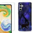 thumbnail image 1 of For Samsung Galaxy S24 FE Fan Edition Phone Case Cover with Tempered Glass Screen Protector, by OneToughShield - Midnight Safari, 1 of 4