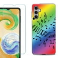 thumbnail image 1 of For Samsung Galaxy S24 FE Fan Edition Phone Case Cover with Tempered Glass Screen Protector, by OneToughShield - Music Notes / Rainbow, 1 of 4