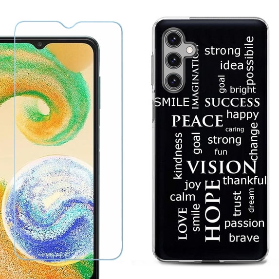 For Samsung Galaxy S24 FE Fan Edition Phone Case Cover with Tempered Glass Screen Protector, by OneToughShield - Positive Words