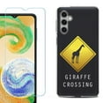 thumbnail image 1 of For Samsung Galaxy S24 FE Fan Edition Phone Case Cover with Tempered Glass Screen Protector, by OneToughShield - Road Sign Giraffe, 1 of 4