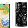 thumbnail image 1 of For Samsung Galaxy S24 FE Fan Edition Phone Case Cover with Tempered Glass Screen Protector, by OneToughShield - Skull Mix, 1 of 4