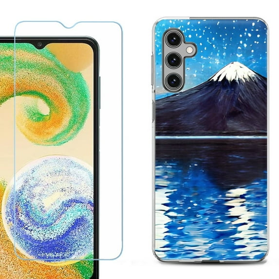 For Samsung Galaxy S24 FE Fan Edition Phone Case Cover with Tempered Glass Screen Protector, by OneToughShield - Starry Night Fuji