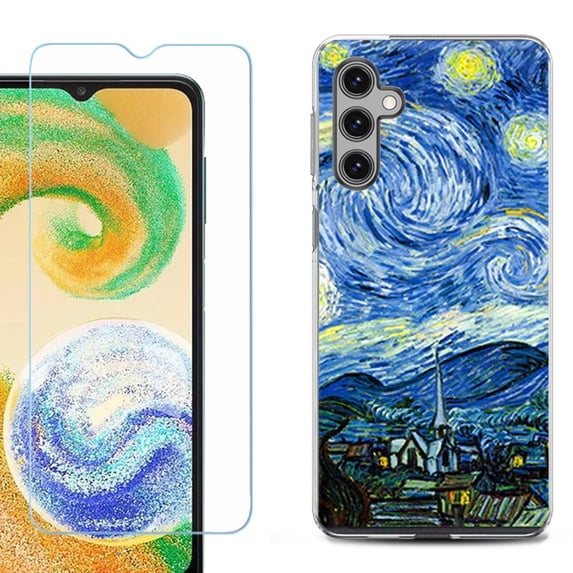 For Samsung Galaxy S24 FE Fan Edition Phone Case Cover with Tempered Glass Screen Protector, by OneToughShield - Starry Night Paris