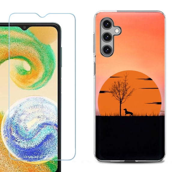 For Samsung Galaxy S24 FE Fan Edition Phone Case Cover with Tempered Glass Screen Protector, by OneToughShield - Sunset Dachshund