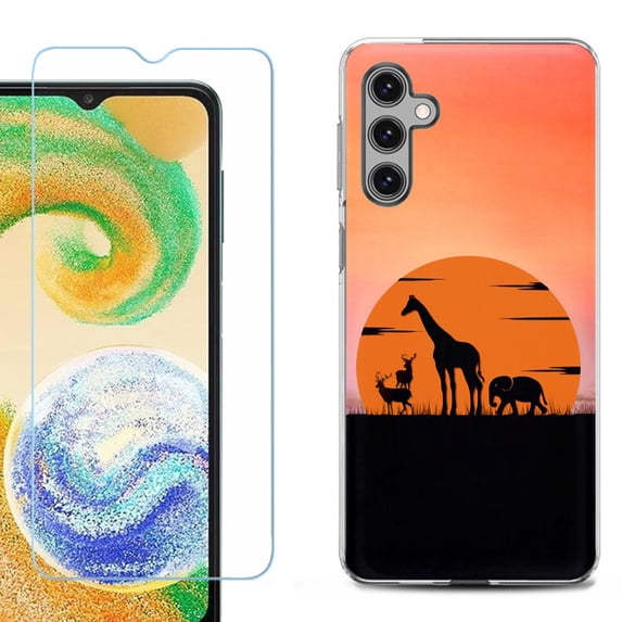 For Samsung Galaxy S24 FE Fan Edition Phone Case Cover with Tempered Glass Screen Protector, by OneToughShield - Sunset Safari