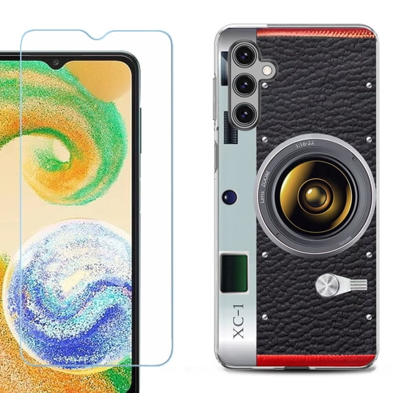 For Samsung Galaxy S24 FE Fan Edition Phone Case Cover with Tempered Glass Screen Protector, by OneToughShield - Vintage Camera