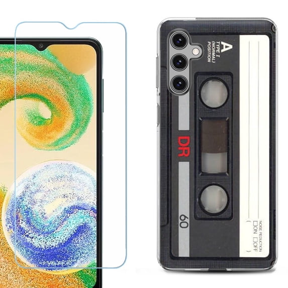 For Samsung Galaxy S24 FE Fan Edition Phone Case Cover with Tempered Glass Screen Protector, by OneToughShield - Vintage Cassette
