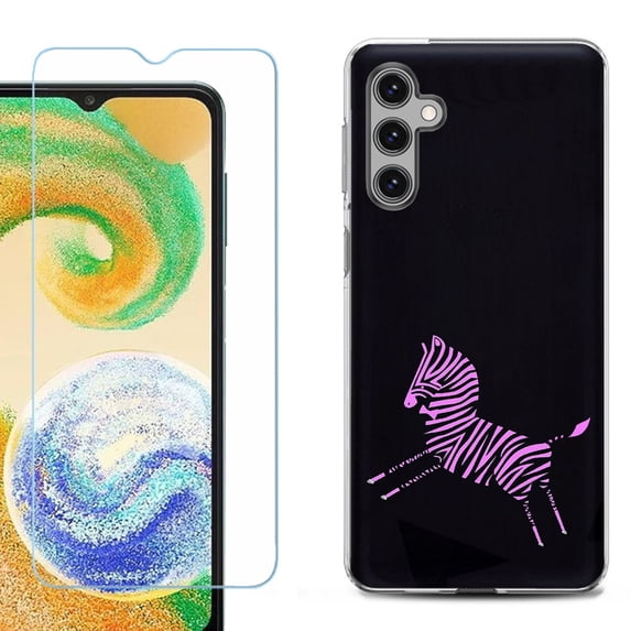 For Samsung Galaxy S24 FE Fan Edition Phone Case Cover with Tempered Glass Screen Protector, by OneToughShield - Zebra Running