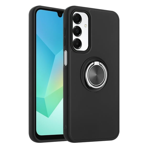 For Samsung Galaxy S24 FE / SM-S721 Metal Ring Stand Magnetic Car Mount Hybrid Impact Protective Shockproof Case Cover Black