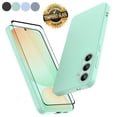 thumbnail image 1 of For Samsung Galaxy S24 FE Silicone Case with Tempered Glass Screen Protector, Tekcoo Shockproof Rugged Rubber Protective Cover with Microfiber Lining Cute Phone Case for Galaxy S24 FE - Mint, 1 of 10