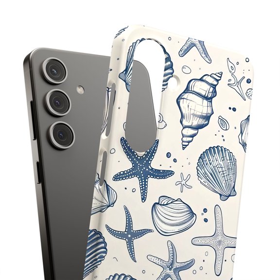 For Samsung Galaxy S24, Hard Shell, Blue Sea Shells Print, USA