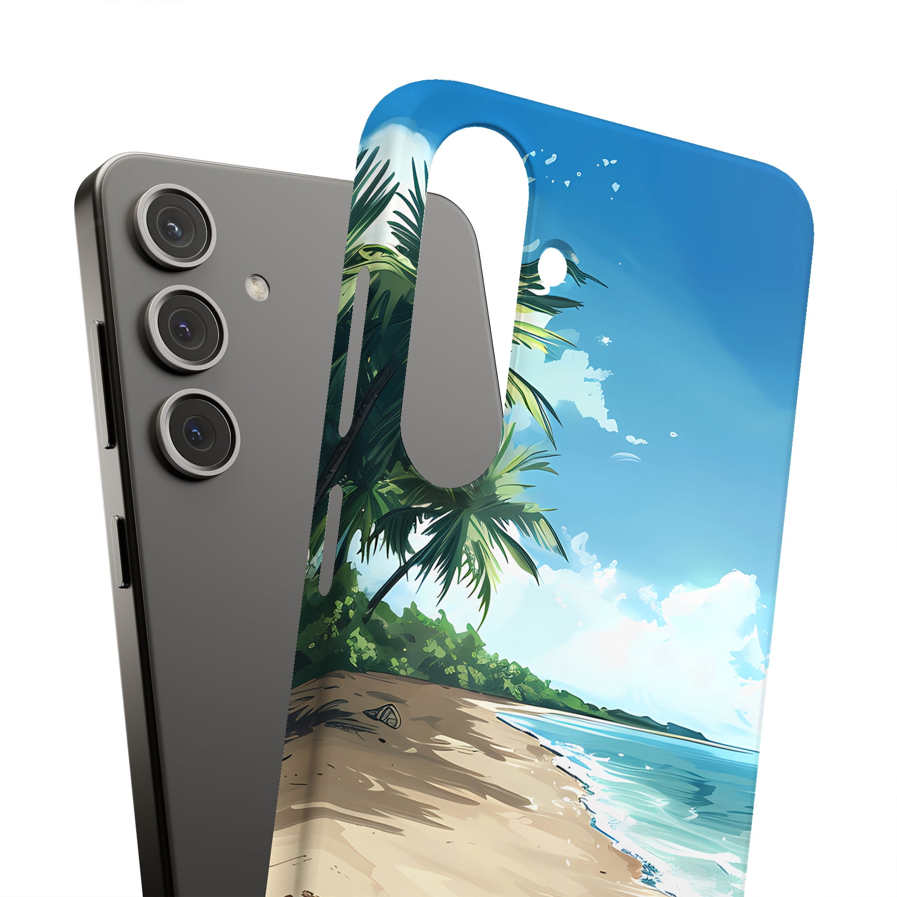 For Samsung Galaxy S24 Hard Shell Case Palm Sand Beach Print USA For Samsung Galaxy S24 Hard Shell Case Palm Sand Beach Print USA