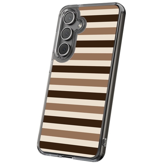 For Samsung Galaxy S24, Hybrid Clear, Coffee Stripes Print, USA