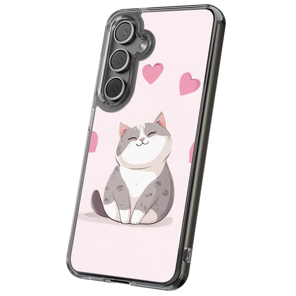 For Samsung Galaxy S24, Hybrid Clear, Cute Cat Love Print, USA