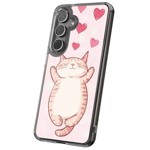 For Samsung Galaxy S24, Hybrid Clear, Cute Sleepy Cat Print, USA