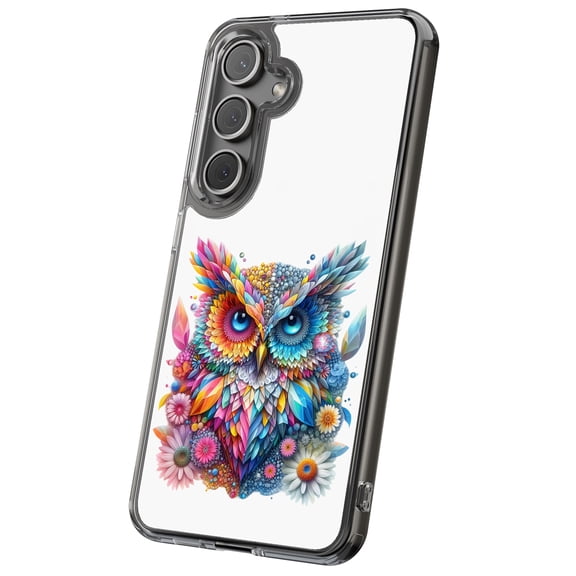 For Samsung Galaxy S24, Hybrid Clear, Gems Flower Owl Print, USA