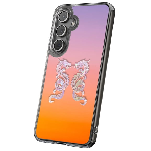 For Samsung Galaxy S24, Hybrid Clear, Dragon Pair Print, USA