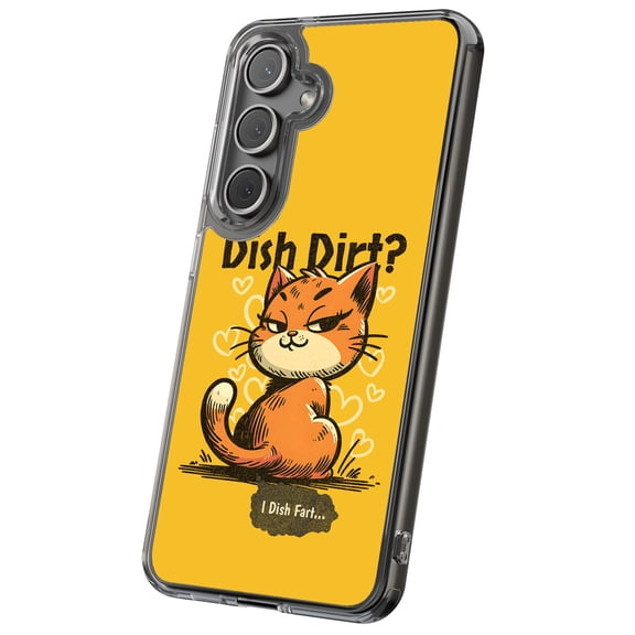 For Samsung Galaxy S24, Hybrid Clear, Snarky Cat Fart Print, USA