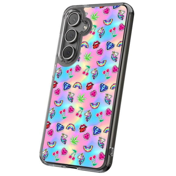 For Samsung Galaxy S24, Hybrid Clear, Unicorn Shapes Print, USA