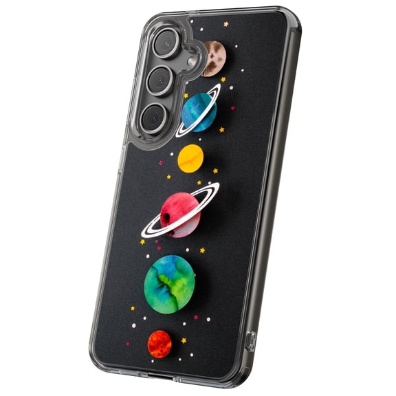 For Samsung Galaxy S24, Hybrid Clear, Stars Planet 13 Print, USA