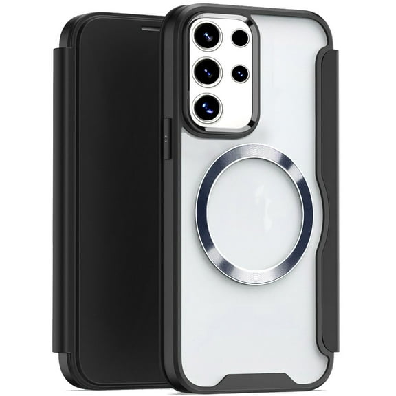 For Samsung Galaxy s24 Plus Flap Flap Magnetic Ring Transparent Hybrid - Black